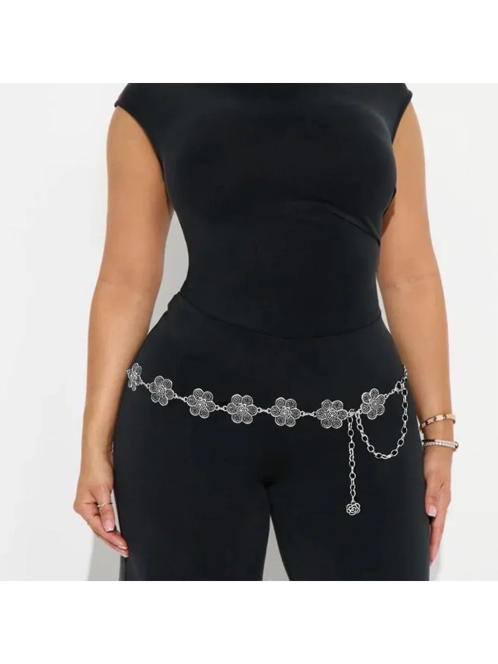 Boho Women's Western Chain Belt - Chunky Metal Waist Chain for Dresses & Outfits